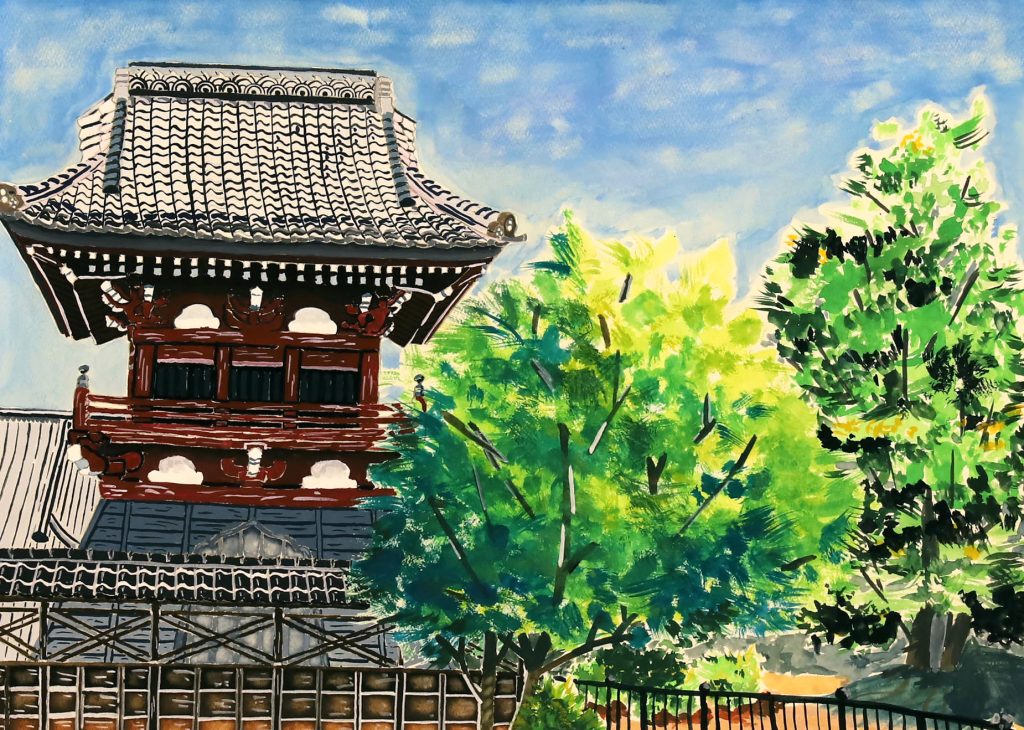 「本成寺の鐘楼堂」第一中学校　１年　永井　紗菜